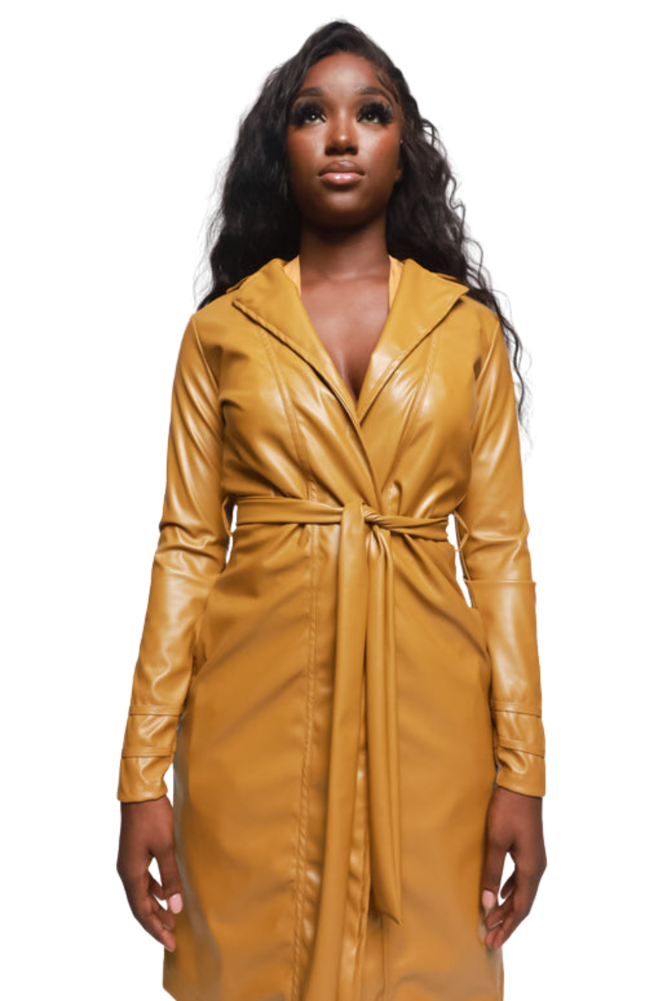 Mustard Yem Leather Coat