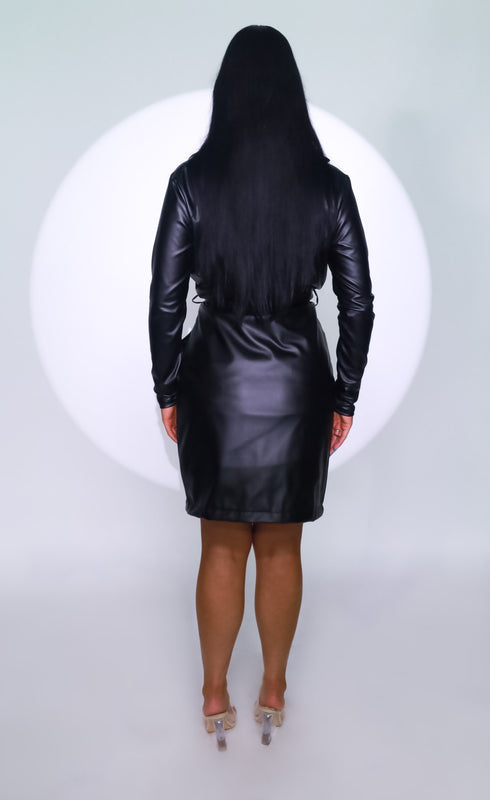 Black Yem Leather Coat